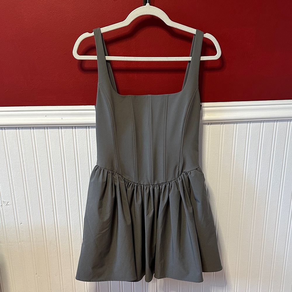 Gray Corset Ballet Core Sleeveless Mini Dress